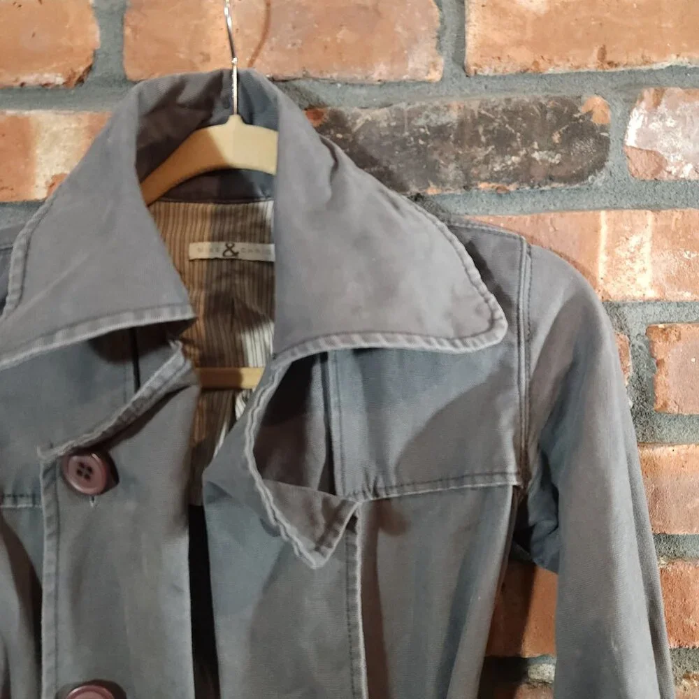 Mike & Chris Double-breasted Belted Canvas Trench Coat Minimalist Women's XS